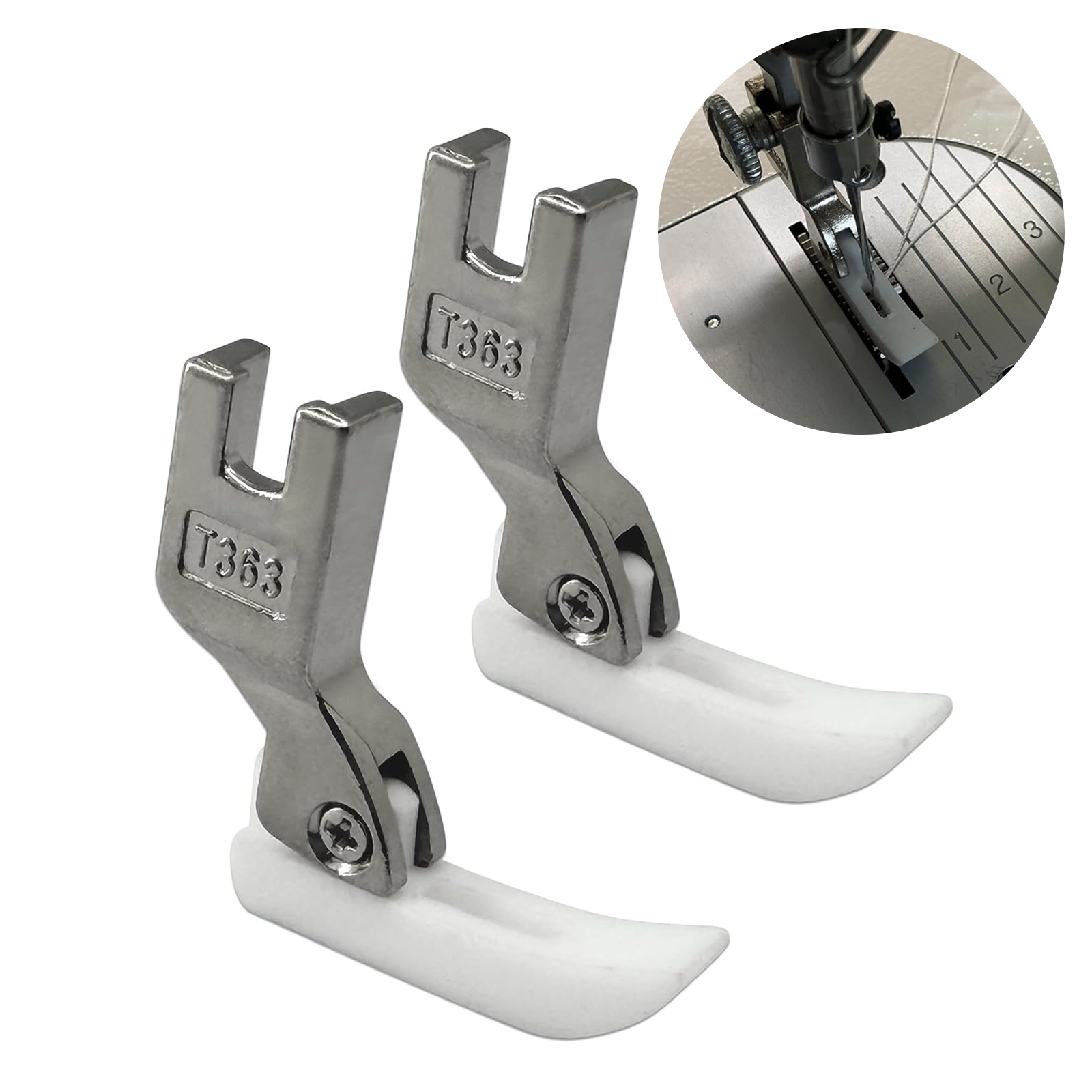 Zipper Foot Presser - 2Pcs#T363 Non-Stick Plastic Bottom Narrow Zipper