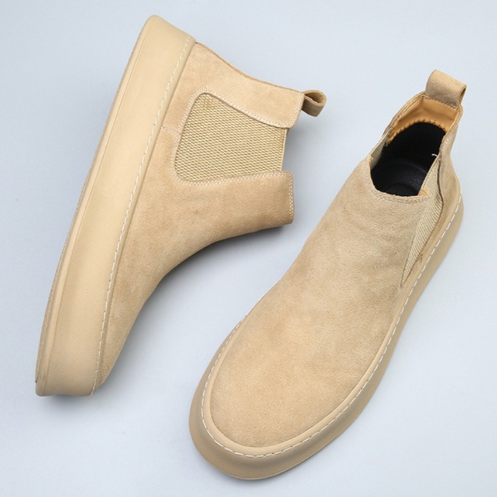 Sewing Fleece - Leather Chelsea Boots for Man Fleece