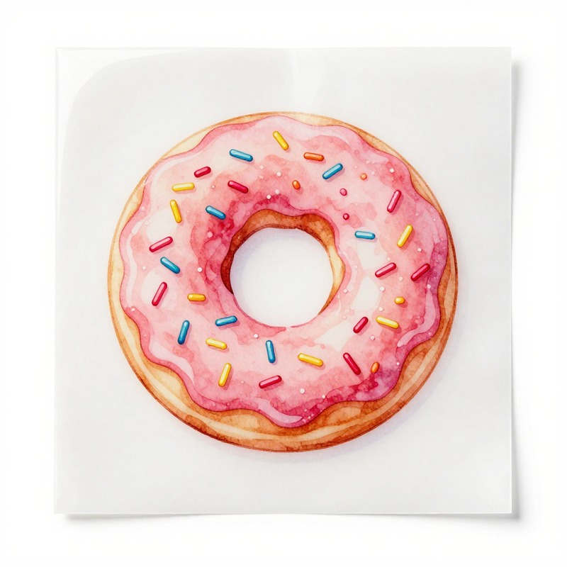 Iron On Patch - Watercolor Donut Heat Transfer Vinyl HTV