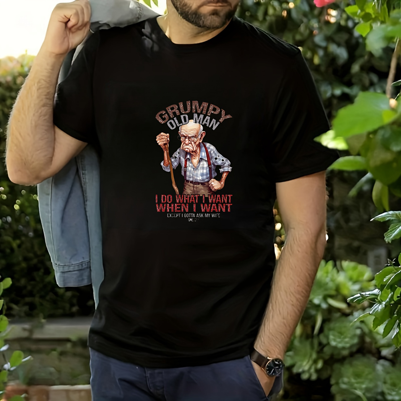 Funny Old Man Quotes Cartoon H - Iron On Patch recension och pris