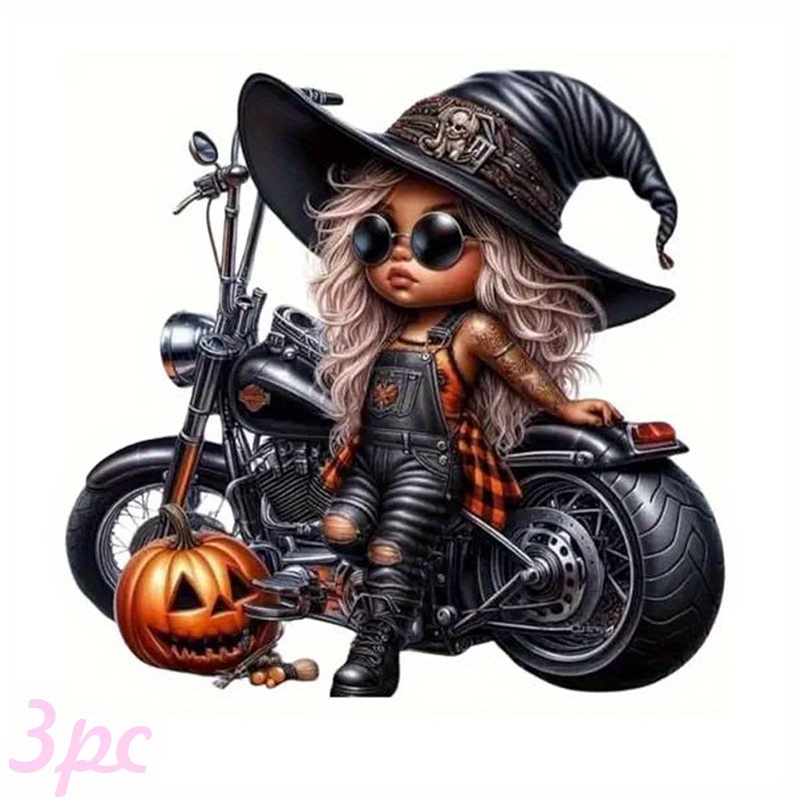 Witch on Motorcycle Halloween  - Iron On Patch recension och pris