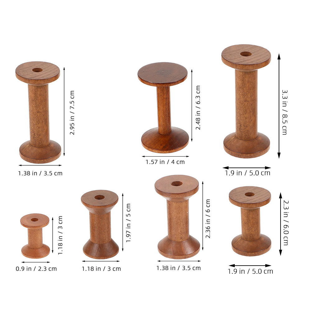 7Pcs Wooden Thread Spools Vint - Thread Bobbins Empty recension och pris