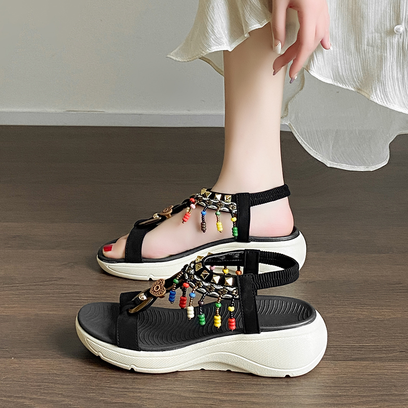 2026 New Casual Round Toe Open - Elastic Waistband Roll recension och pris